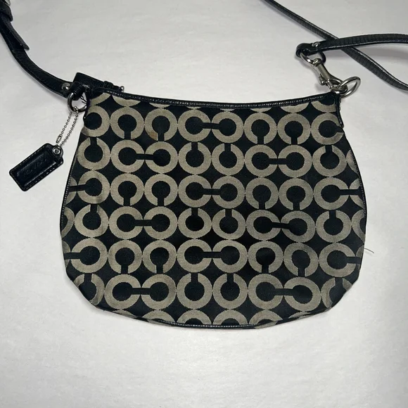 Coach Madison Crossbody Op Art Black & Gold Purse - Flawed - Picture 2 of 9